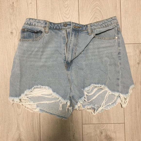 Blue Ripped High waisted Jean Shorts - Picture 4 of 5